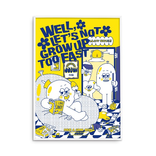 GR 낫투패스트 옐로우 블루 일러스트 포스터 A3 , A4